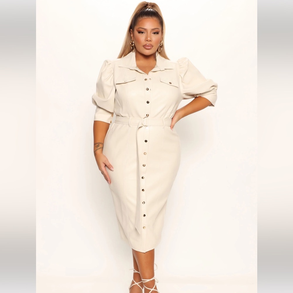 Faux Leather Midi Dress